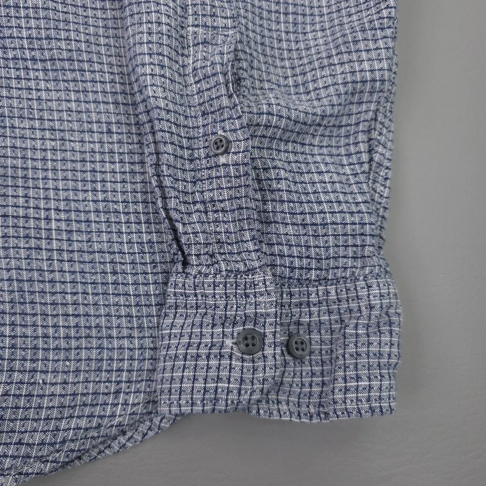 Banana Republic Shirt Mens Large Blue Camden Fit Linen Long Sleeve Button Down